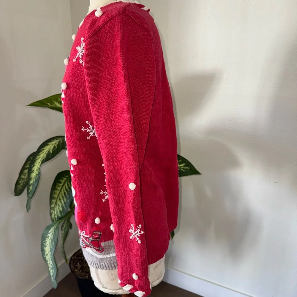 Vintage Theme Works by Kikit Ugly Christmas Snowman Pom Pom Sweater Women’s Sz S